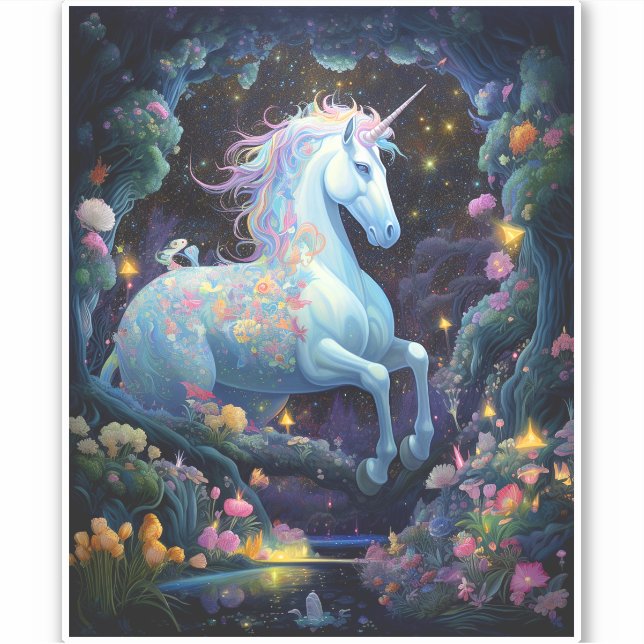 Unicorn Fantasy Art Sticker (Front)