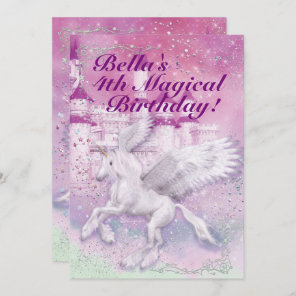 Unicorn Fantasy Castle Birthday Party Invitation