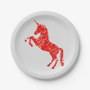 Unicorn fantasy girl's birthday party paper plates