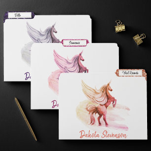 Unicorn Fantasy Magical Colorful Watercolor File Folder
