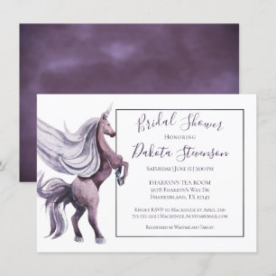 Unicorn Fantasy   Magical Purple Watercolor Shower Invitation