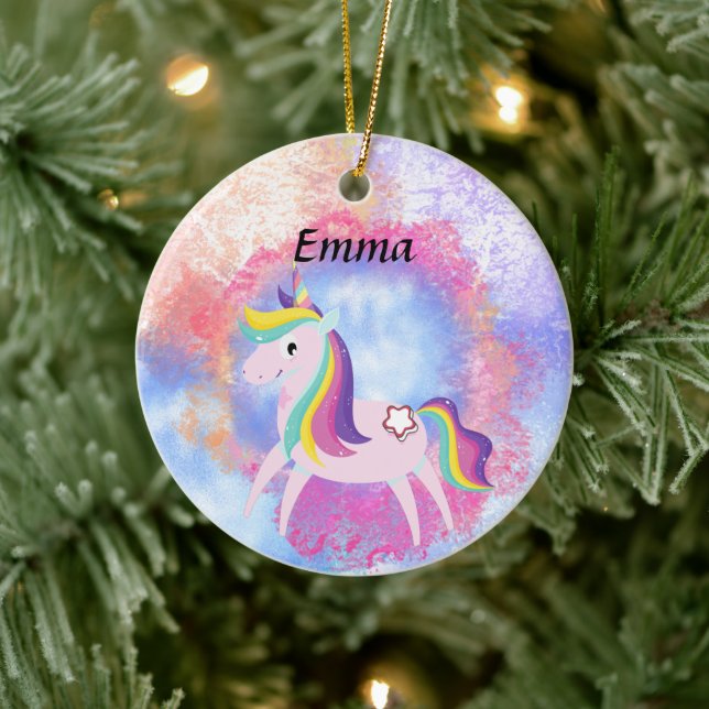 unicorn fantasy magical world ceramic ornament (Tree)