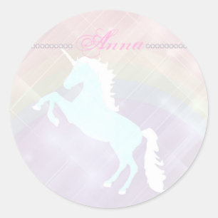unicorn fantasy pink and purple classic round sticker