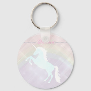 unicorn fantasy pink and purple keychain