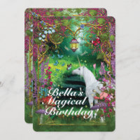 Unicorn Fantasy Woodland Birthday Party Invitation