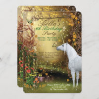 Unicorn Fantasy Woodland Birthday Party Invitation