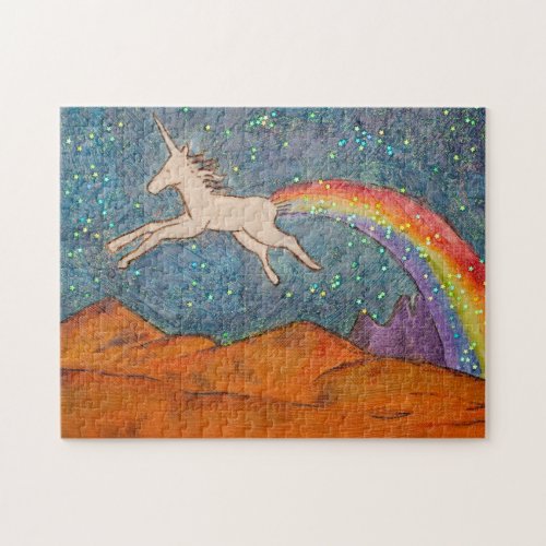 Unicorn Farting a Rainbow in the Sky Jigsaw Puzzle