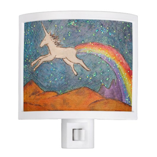 Unicorn Farting a Rainbow in the Sky Night Light (Front)