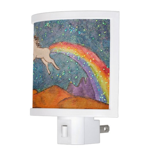 Unicorn Farting a Rainbow in the Sky Night Light (Left)