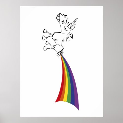 Unicorn farting a rainbow poster