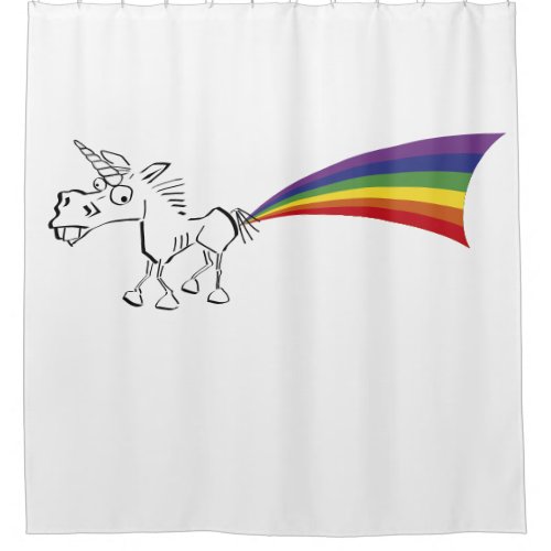 Unicorn farting a rainbow shower curtain