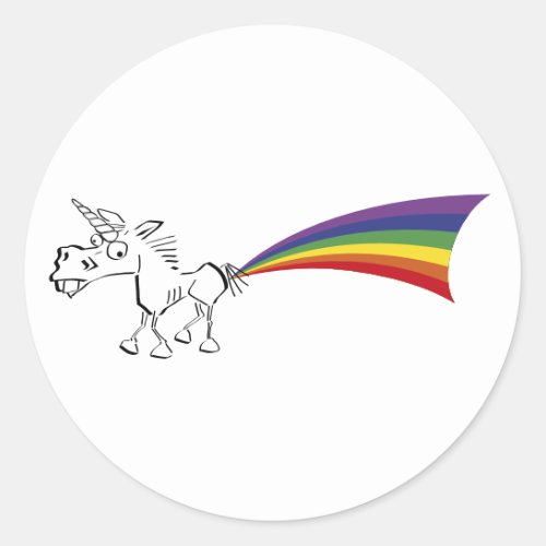 Unicorn farting a rainbow stickers