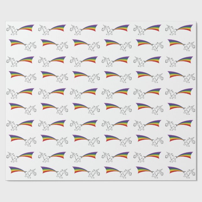 Unicorn farting a rainbow wrapping paper (Flat)