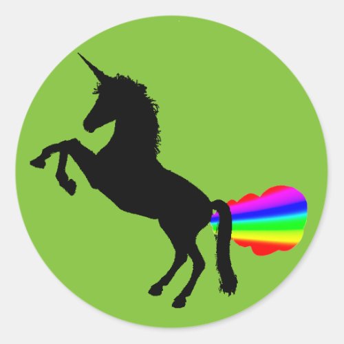Unicorn farting rainbows sticker green