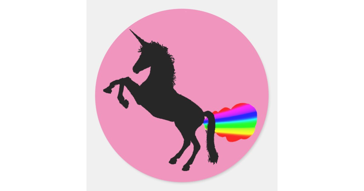 Unicorn Farting Rainbows Sticker Pink
