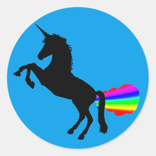 Unicorn farting rainbows sticker turquoise