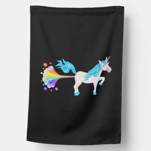 Unicorn Farts Unicorn Farting a Rainbow House Flag