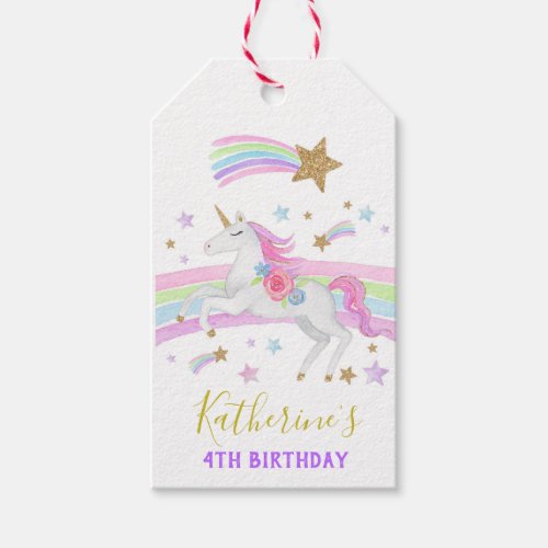 Unicorn favor tag unicorn gift tag rainbow