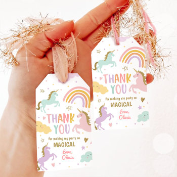 Unicorn Favor Tags Pastel Magical Rainbow Birthday by Anietillustration at Zazzle