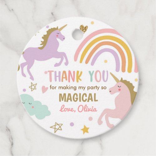 Unicorn Favor Tags Pastel Magical Rainbow Birthday