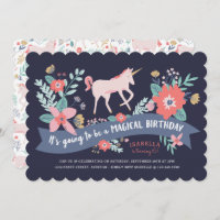 Unicorn Fields Birthday Party Invite