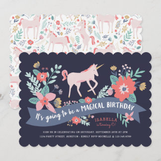 Unicorn Fields Birthday Party Invite