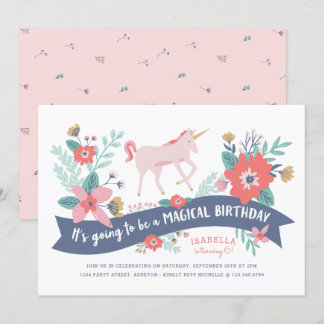 Unicorn Fields Birthday Party Invite