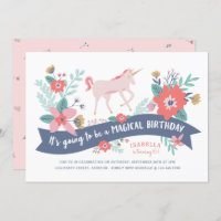 Unicorn Fields Birthday Party Invite