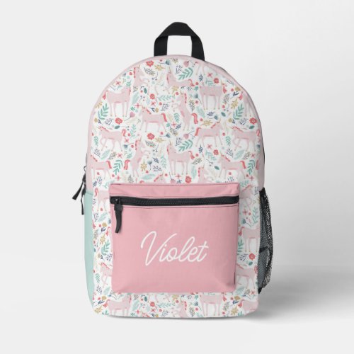 Unicorn Fields Personalized with Name Printed Backpack