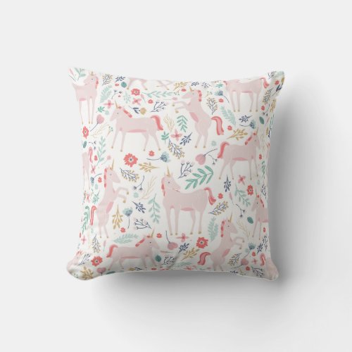 Unicorn Fields Throw Pillow