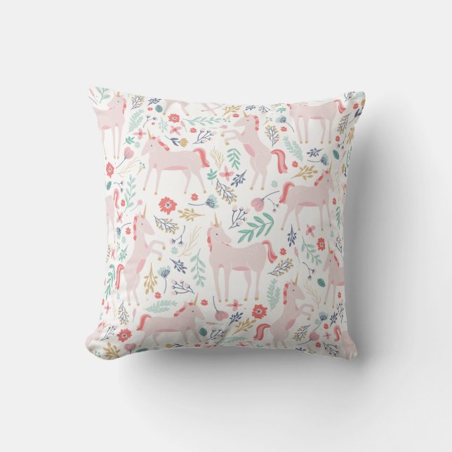 Unicorn Fields Throw Pillow (Front)