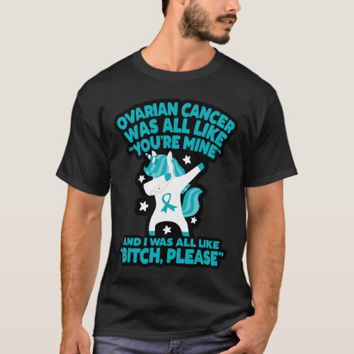 Unicorn Fighter Suvivor Fight Ovarian Cancer Aware T_Shirt