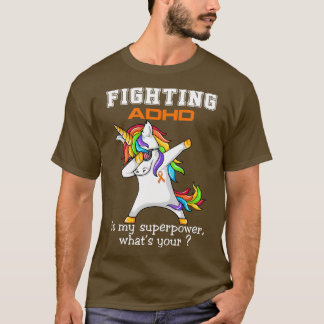 Unicorn Fighting ADHD Is My Superpower T-Shirt