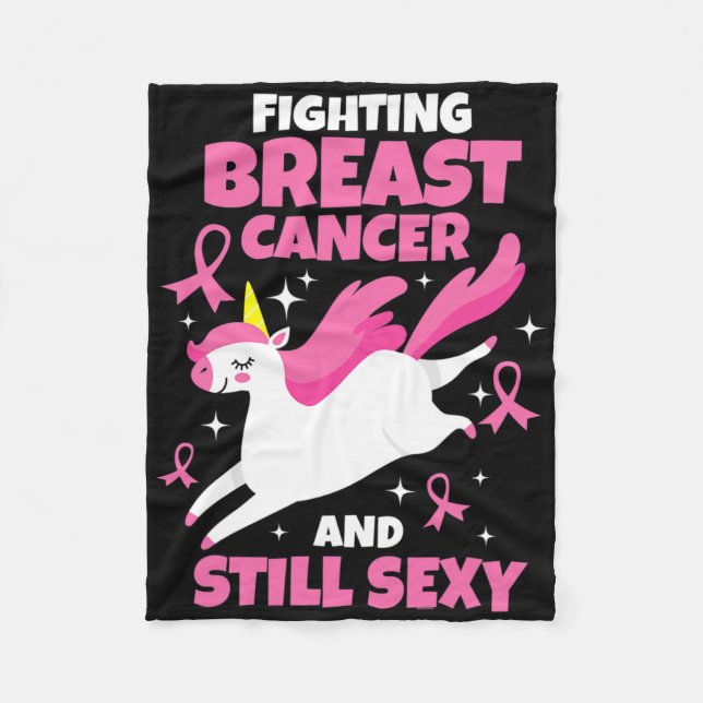 Unicorn Fighting Breast Cancer  Fleece Blanket (Front)