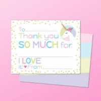 Unicorn Fill in the Blank Stationery Thank You
