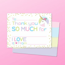 Unicorn Fill in the Blank Stationery Thank You  Note Card
