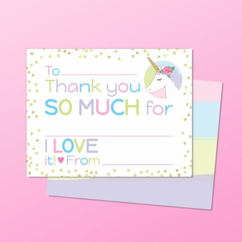 Unicorn Fill in the Blank Stationery Thank You  Note Card