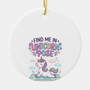 Unicorn Find Me in Unicorn Pose Print Ready POD Ar Ceramic Ornament