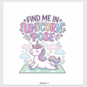 Unicorn Find Me in Unicorn Pose Print Ready POD Ar Sticker