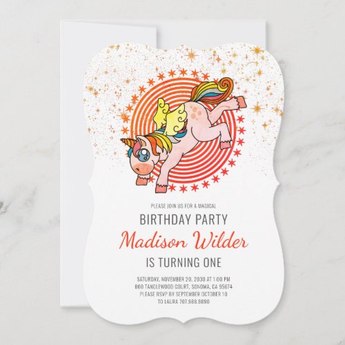 Unicorn First Birthday  Invitation