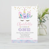 Unicorn First Birthday Invitation - Watercolor (Standing Front)