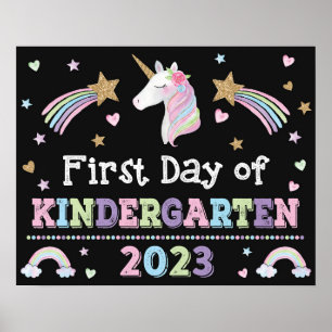 Unicorn First Day of Kindergarten School Sign