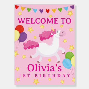 Unicorn first Madical Cute Pink Birthday Foam Board