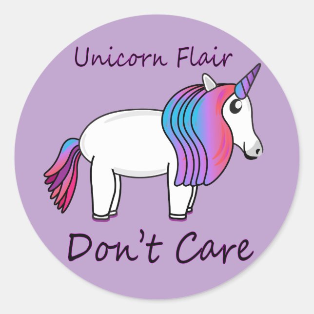 Unicorn Flair Don't Care Sticker (Front)
