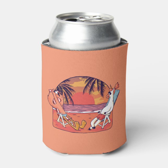 Unicorn Flamingo Beach Can Cooler (Can Front)