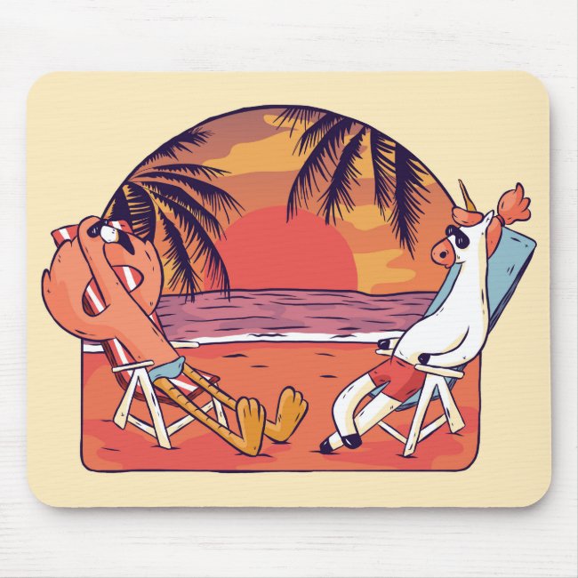 Unicorn Flamingo Beach Mouse Pad