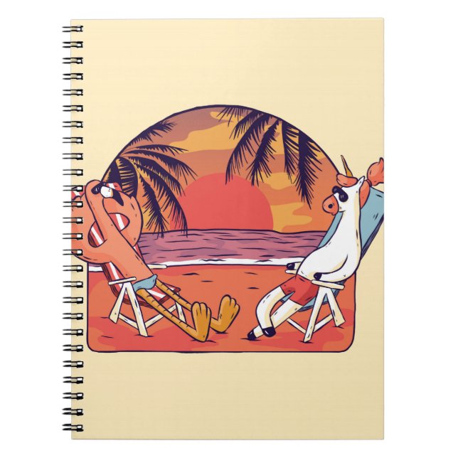Unicorn Flamingo Beach Notebook (Front)