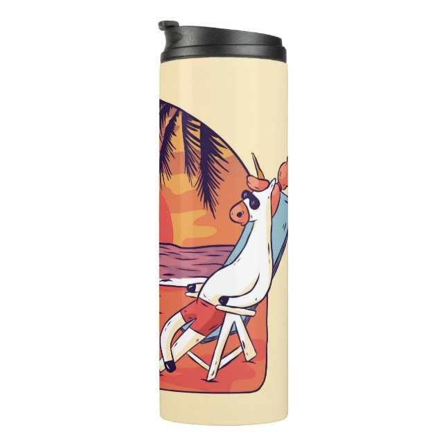 Unicorn Flamingo Beach Thermal Tumbler (Rotated Right)