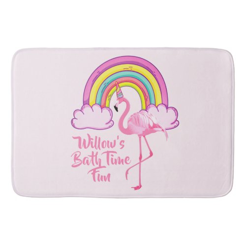 Unicorn Flamingo Magical Rainbow Girls Bathroom Bath Mat