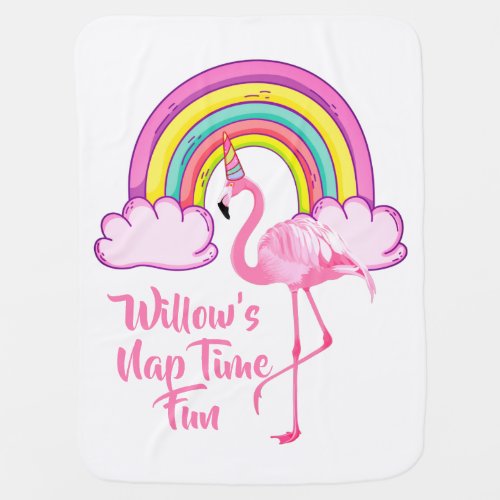 Unicorn Flamingo Magical Rainbow Girls Nursery Baby Blanket